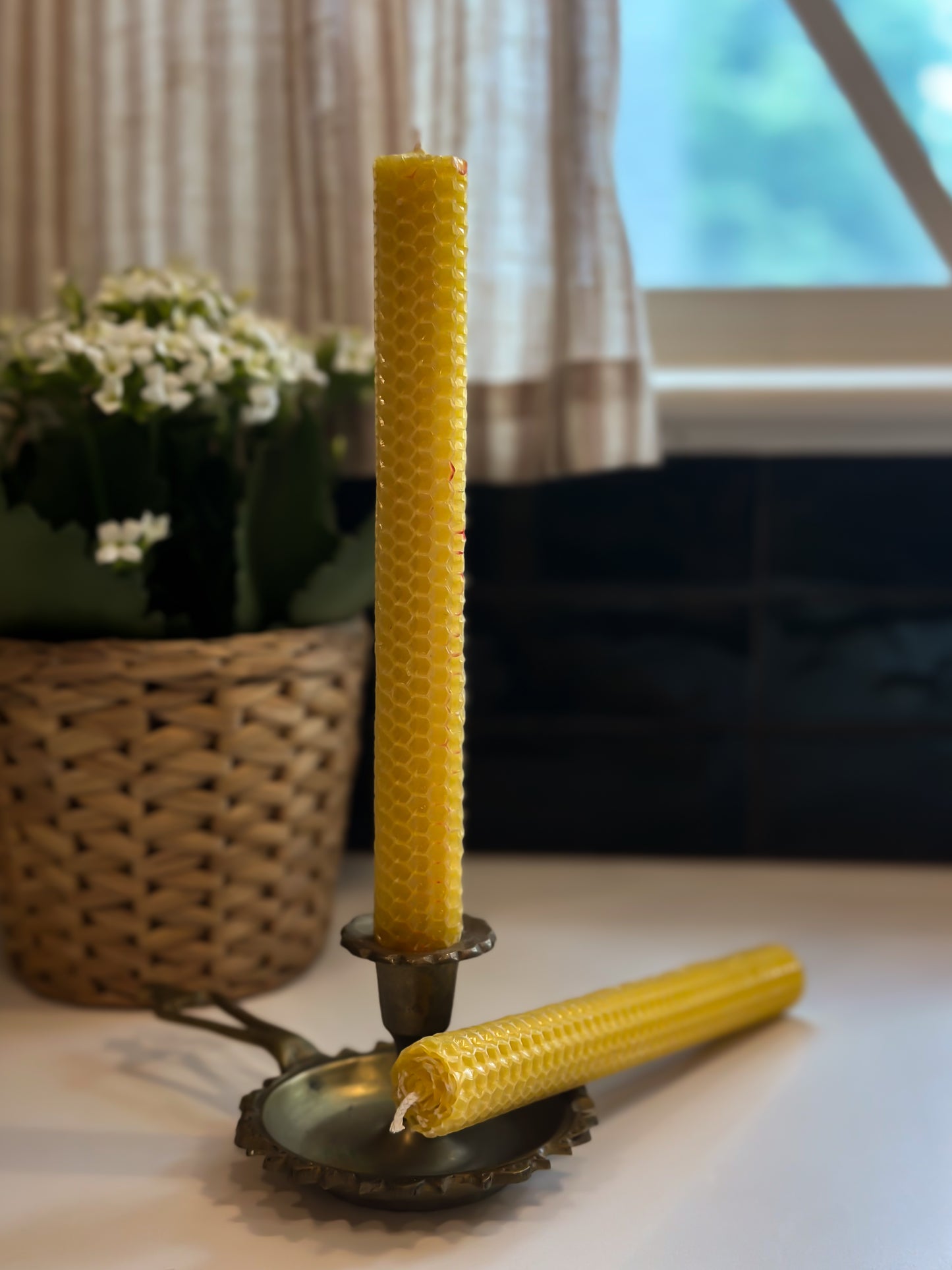 100% Natural Beeswax Taper Candles – Set of Two