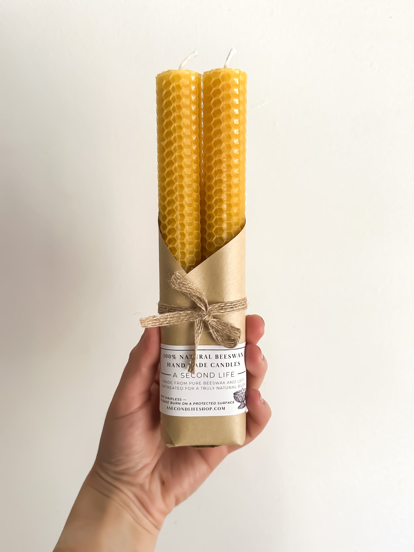 100% Natural Beeswax Taper Candles – Set of Two