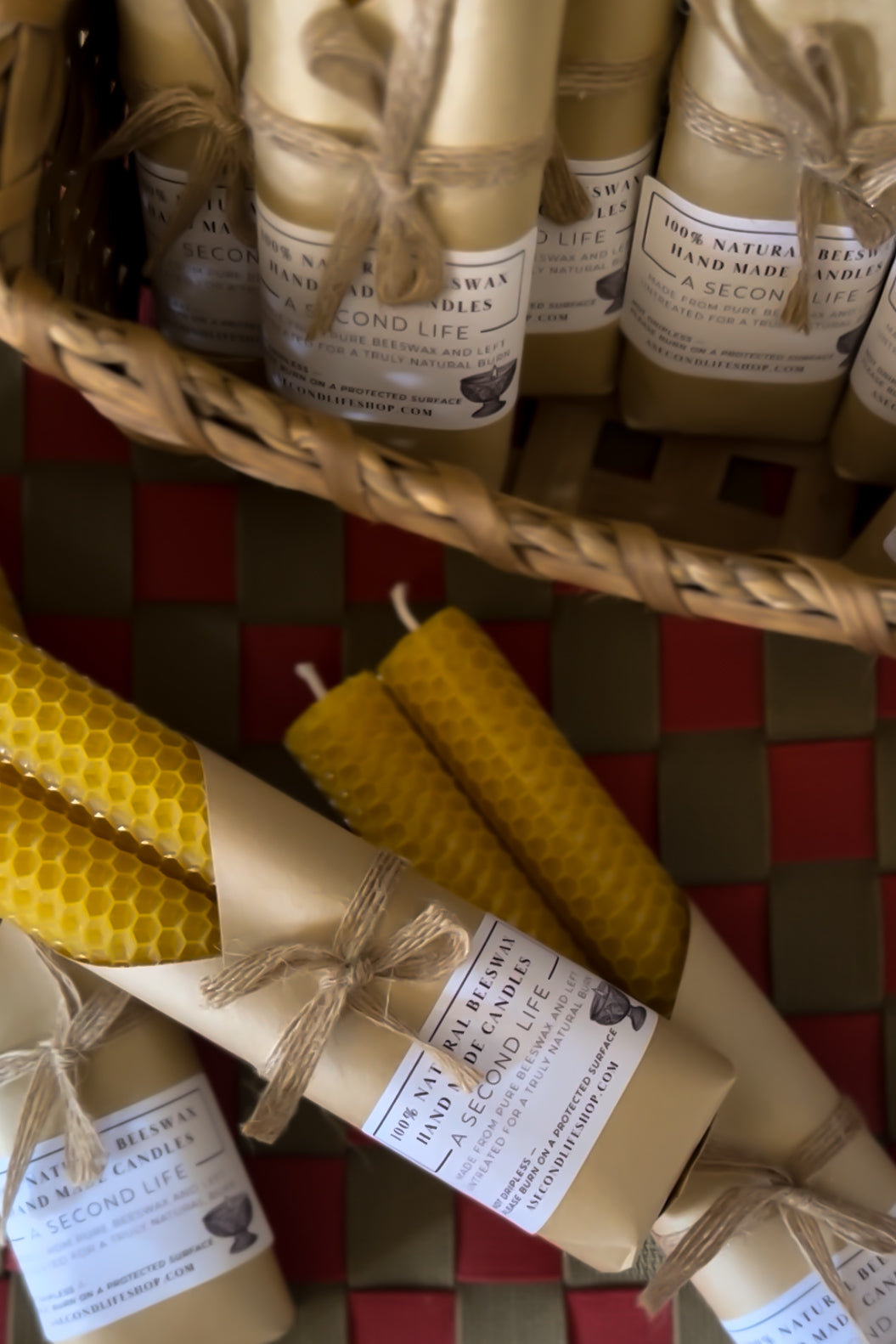 100% Natural Beeswax Taper Candles – Set of Two