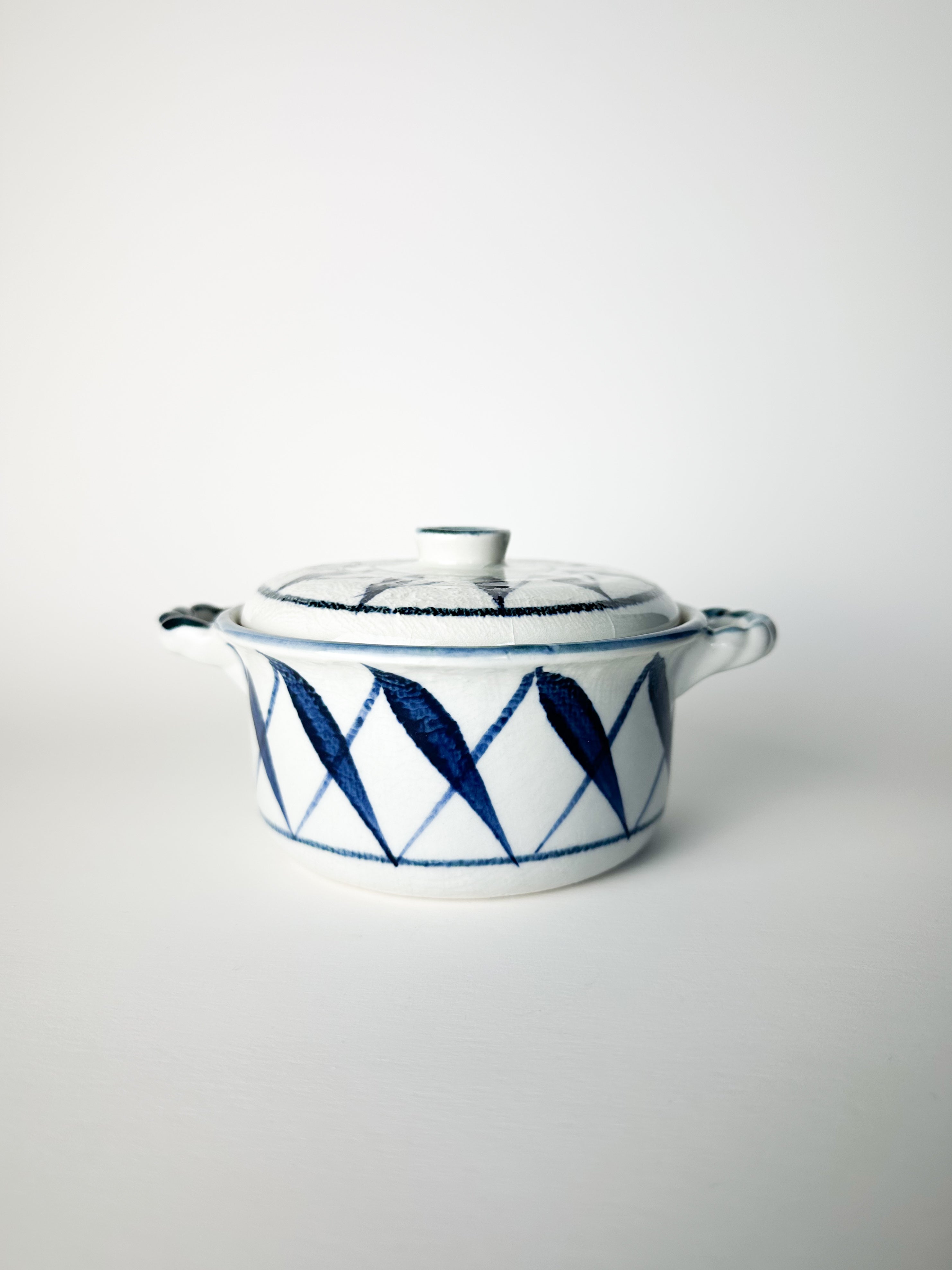 Blue Laurel Pots - Blue and White Ceramic Casserole Candle – A