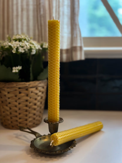 100% Natural Beeswax Taper Candles – Set of Two