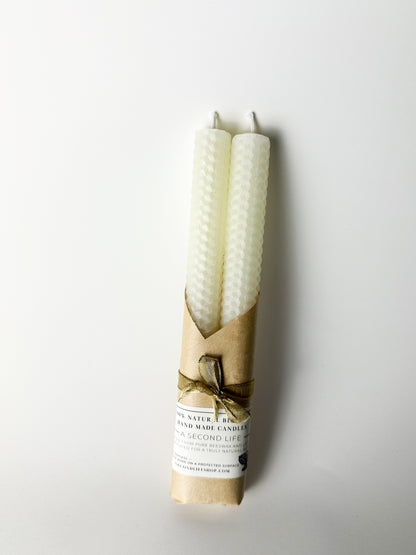 100% Natural White Beeswax Taper Candles – Limited Edition - Set of Two
